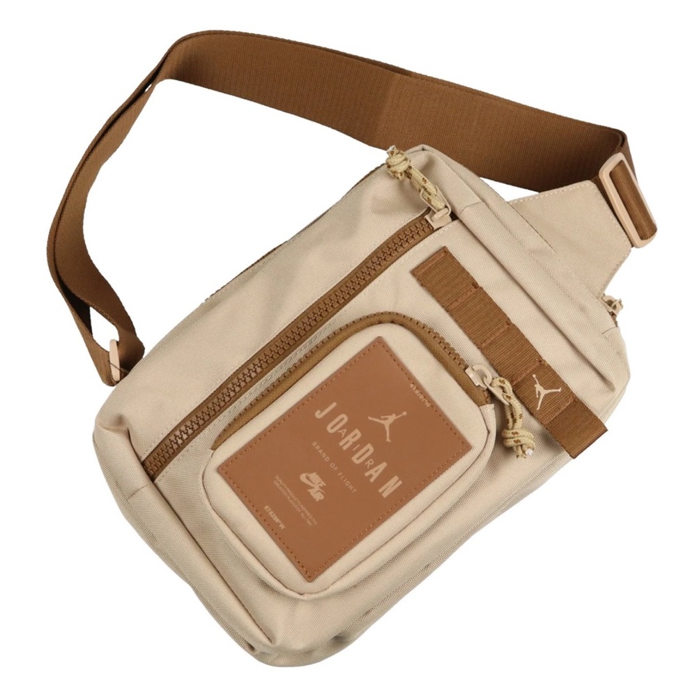 Nike Jordan Air Hesi Crossbody Sling Bag Tan Brown Jumpman Backpack Nylon Small - Picture 1 of 14